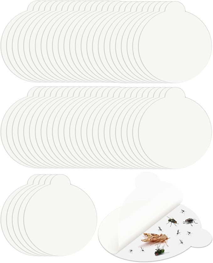 50Pack 4.3 Inches Replacement Glue Boards, Refillable Glue Boards Round Sticky Compatible for Katchy, Fenun, FVOAI, MOAHUNT Most Models Indoor Outdoor Lamp
