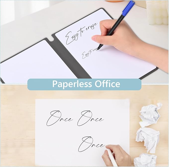 Portable Dry Erase Board,Portable White Board,Small Dry Erase Board,Foldable,Erasable,Repeatable,9.5 * 6.6 inches,for Office,Home,School,Study,Meeting(Cyan)