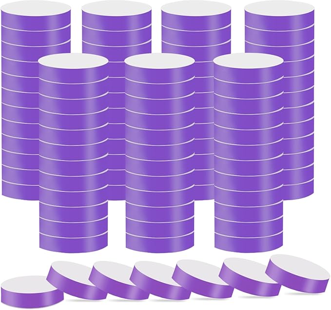 REHALY 1400 Pack Wristbands for Events Paper Wristbands Waterproof Paper Bracelets Neon Wrist Bands Colored Wristbands Adhesive Hand Bands Armbands for Concerts(Purple)