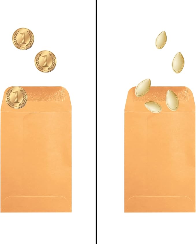 500 Pack #3 Brown coin envelope 2.5 x 4.25 inches Kraft Envelopes Classic Small Parts Envelopes with Self Adhesive Gummed Flap for Coins Cash Credit Cards Seeds