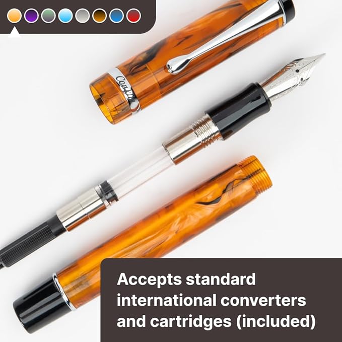 Conklin Duragraph Fountain Pen Orange Nights - Stub Nib, Premium Writing Tool for Calligraphy & Signatures