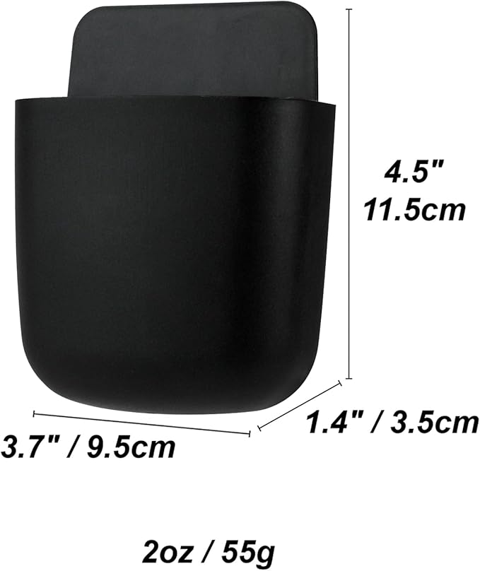 3 Pcs Remote Control Holder, Wall Mount Pen Holder Hole-Free Self Adhesive Phone Charging Organizer Pencil Storage Containers for Home Office School Supply Orgaizer (Black