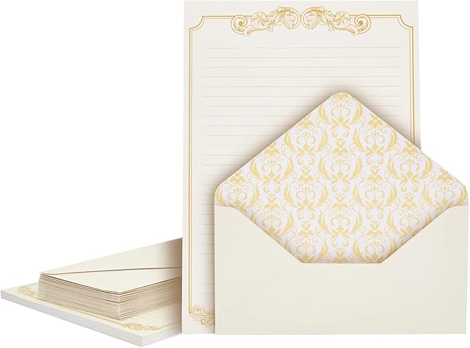90 Pieces Stationery Paper Set for Love Letter, Party Invitations (60 Vintage-Style Sheets + 30 Envelopes)