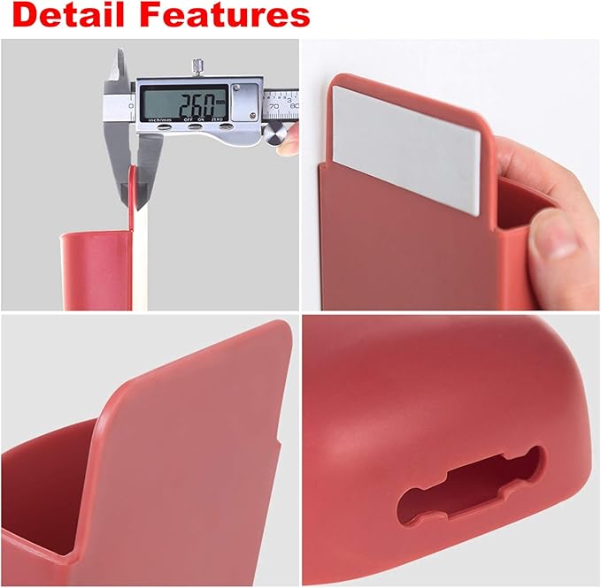 3 Pcs Remote Control Holder, Wall Mount Pen Holder Hole-Free Self Adhesive Phone Charging Organizer Pencil Storage Containers for Home Office School Supply Orgaizer (Gray