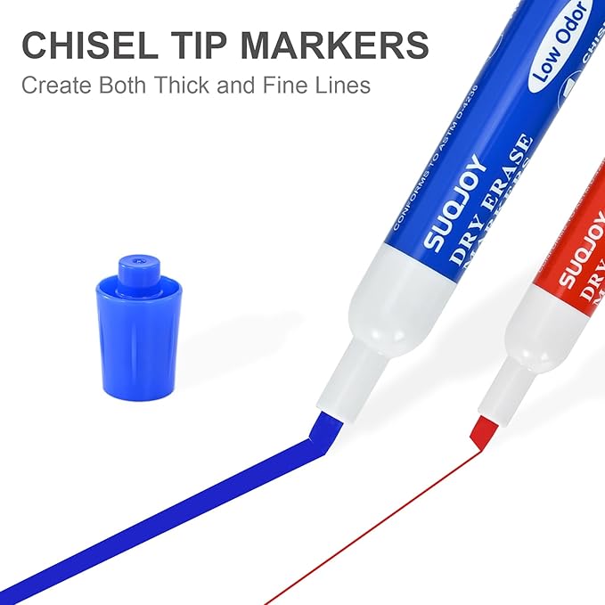 Dry Erase Markers, Chisel Tip Whiteboard Markers, Low Odor Thick Dry Markers, 36 Bulk 4 Assorted Color Markers for Kids/Teachers