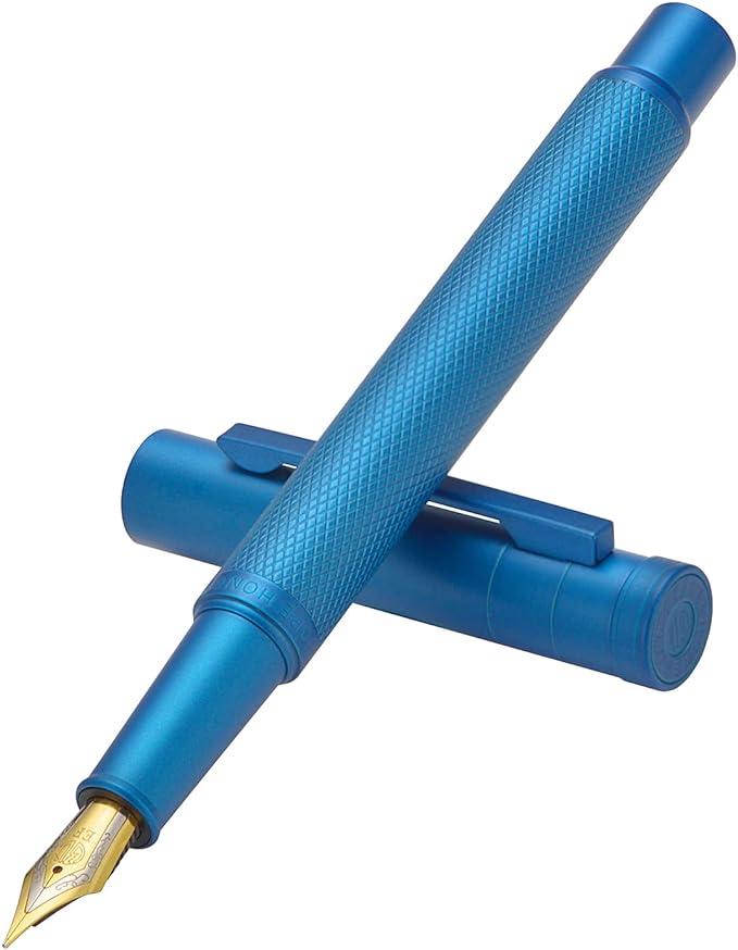 Asvine Blue Forest Fountain Pen Extra Fine Nib, Classic Design with Converter and Metal Pen Case, The Light of Hope Serise