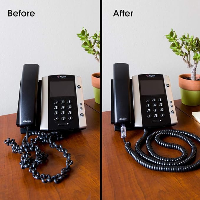 Power Gear Telephone Cord Detangler, 10 Pack, Tangle-Free 360 Degree Rotation, Plug into Landline Phone Handset, for Use in Home or Office, All Brands, Black, 52230