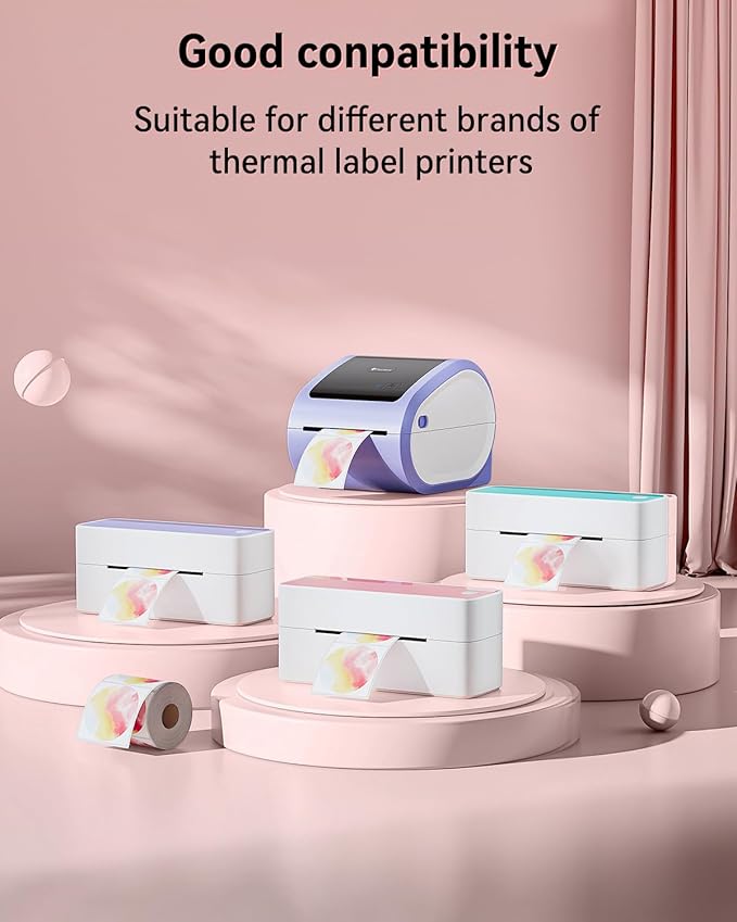 Phomemo 2” Color Circle Thermal Labels, Self-Adhesive Round Direct Sticker Labels, Circular Thermal Printer Label for Logo Design, Name Tag, Thanks Card, Address, QR Code, 750 Labels/Roll, Gradient