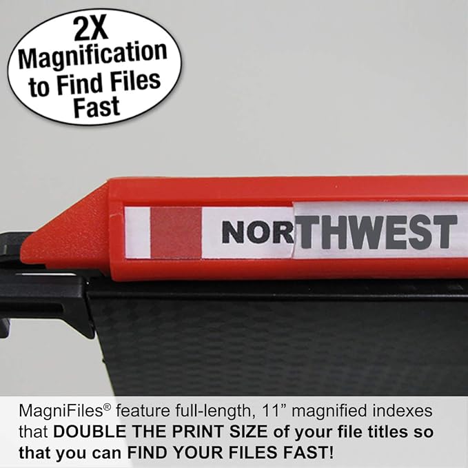 Ultimate Office MagniFile Hanging File Folders V Base Letter Size with 11 inch Magnified Indexes That Double The Size of Your File Titles to Find Files Fast. (Set of 10 Assorted)
