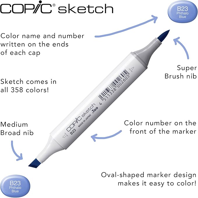 Copic Sketch Alcohol Markers, 6 Color Dual Tip Art Marker Set – Blendable Brush Tips for Drawing, Sketching, and Illustration – Professional Set for Adults/Teen Artists & Creators - Secondary Tones