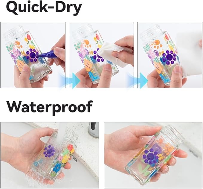 TRANSON 12 Colors Paint Markers for Fabric Rock Craft Diy Painting Medium Tip Oil Based Waterproof