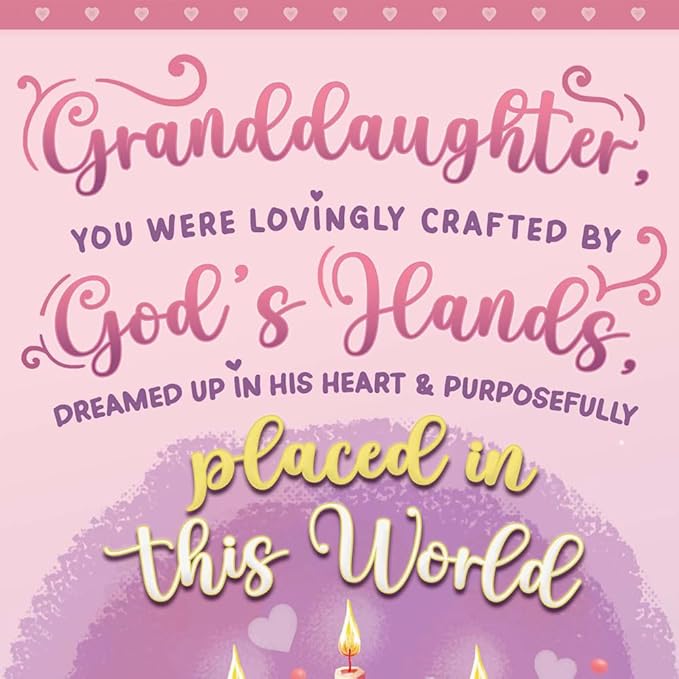 Prime Greetings Religious Birthday Card For Granddaughter, Made in America, Eco-Friendly, Thick Card Stock with Premium Envelope 5in x 7.75in, Packaged in Protective Mailer