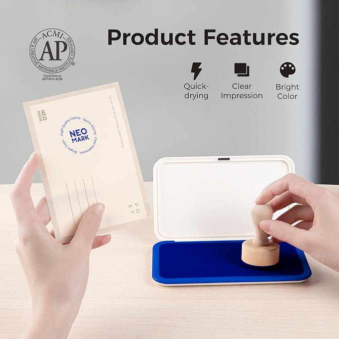 Large Stamp Pad - 3.50"x 6.25", Magnetic Lid, Premium Quality Felt Stamp Pad (Blue)