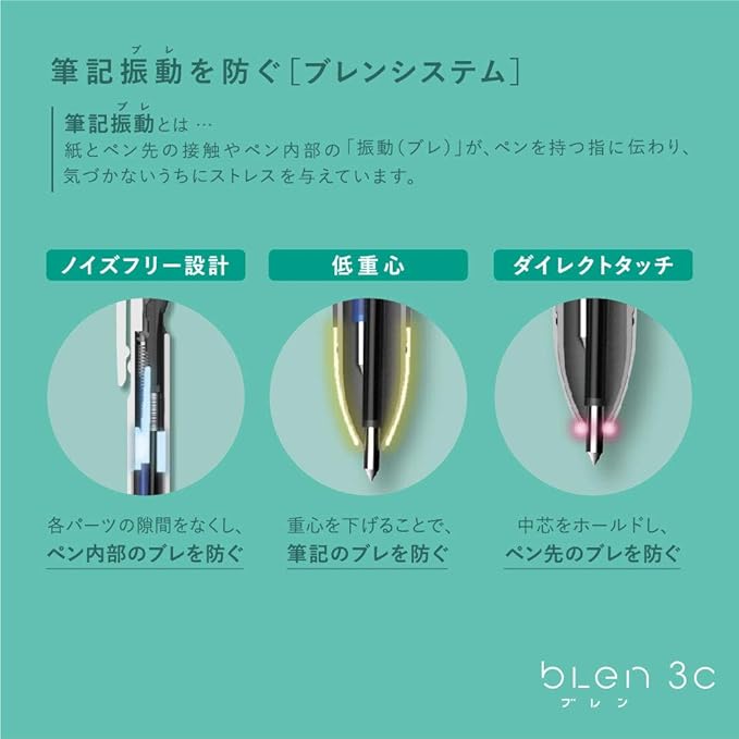 Zebra Zbra 3 Color Ballpoint Pen, Blen 3C 0.7mm, Gray Body (B3A88-GR)