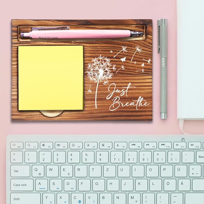 Just Breathe Mental Health Signs, Just Breathe Therapy Office Inspirational Quotes, Psychology Decor for Treatment Office School Classroom, Psychotherapist Self-Stick Note Pad Holders-DW57
