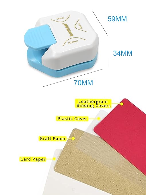 RAYSON CR05W 3 in 1 Corner Cutter, 4mm 7mm 10mm 3 Way Corner Rounder Paper Punches for Paper Craft, DIY Projects, White