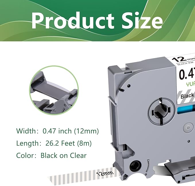 20-Pack TZe131 TZe TZ Tape 12mm 0.47 Laminated Clear Label Tape Compatible with Brother P Touch Label Maker Tape TZe-131 TZ-131 TZ131 for Brother PTD210 PTD220 PTD600 PTD410 PTD202 Printer