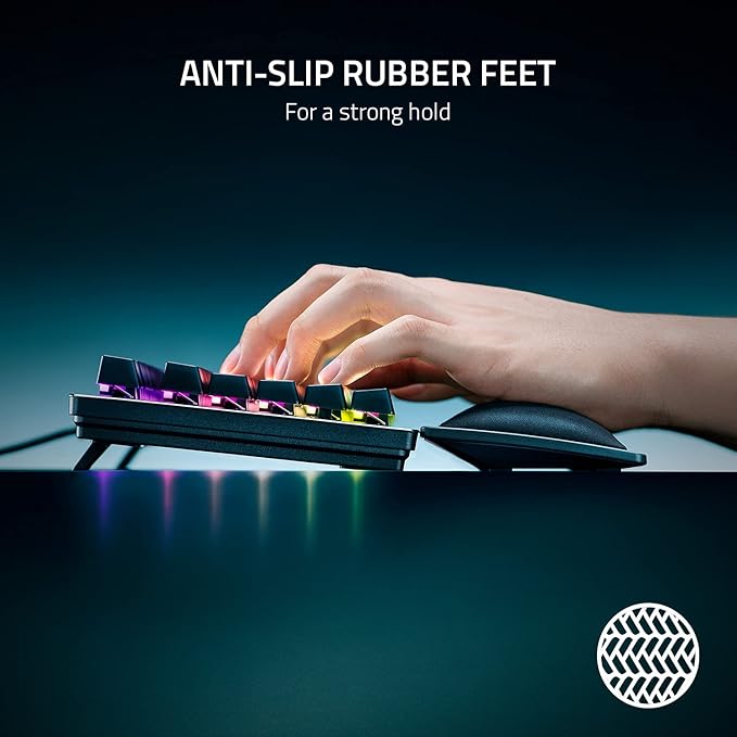 Razer Ergonomic Wrist Rest for Mini Keyboards: Plush Leatherette Memory Foam Cushion - Anti-Slip Rubber Feet