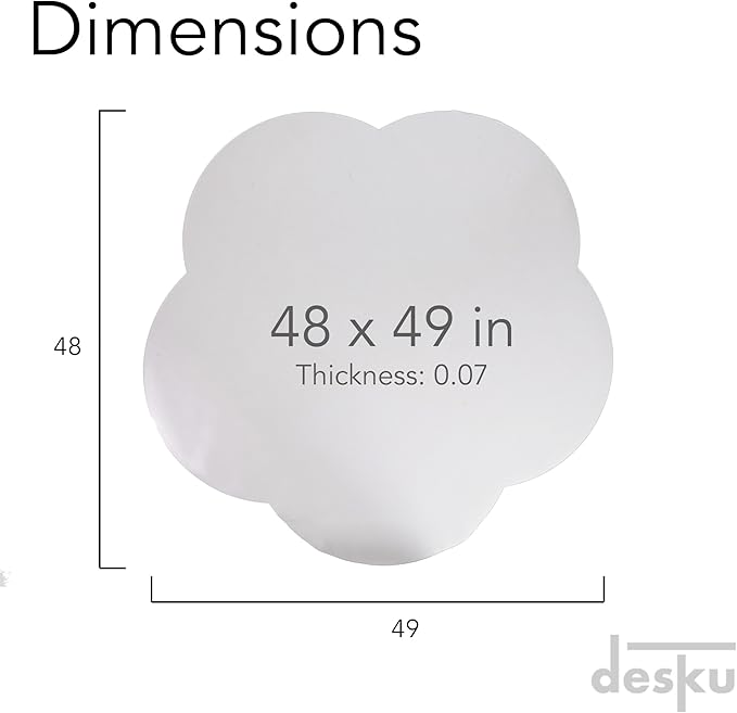 DESKU Flower Power Desk Chair Mat – Heavy-Duty PVC Mats for Hard Floor Protection, Clear, 48 x 49 Inches, Made in The USA