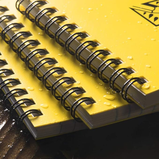 Rite in the Rain Weatherproof Top Spiral Notepad, Yellow Cover, Universal Pattern, 3 Pack (No. 146-3), 6 x 4 x 0.375