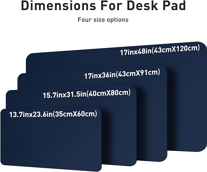 Aothia Leather Desk Pad Protector, Mouse Pad, Office Desk Mat, Non-Slip PU Leather Desk Blotter, Laptop Desk Pad, Waterproof Desk Writing Pad for Office and Home (Dark Blue,23.6" x 13.7")
