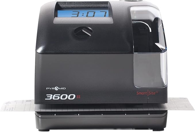 Pyramid Time Systems - 3600SSK1 Smart SiteTime Clock and Document Stamp with SmartSite LED Alignment and Tri-View Window - Includes 125 Time Cards, Time Card Rack, Ribbon, 2 Security Keys