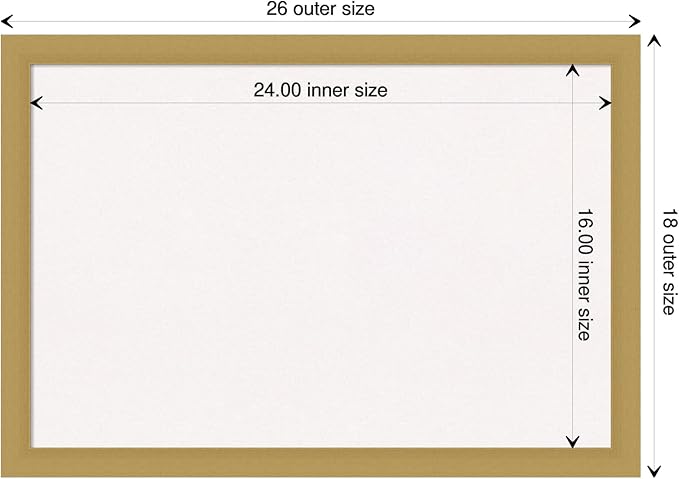 Amanti Art White Cork Board for Wall, 18x26 Vision Board with Gold Frame, Medium Corkboard Office Decor for Home Organization, Casual Corkboard Pinboard to display items for home organization