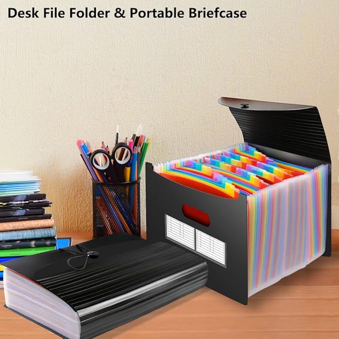 AFMAT Accordian File Organizer, 60 Pockets Large Expanding File Folder Organizer with Blank Labels, Letter/A4 Size Accordion Files Organizers Expandable for Receipt, Bill, Tax, Legal, Paper Filing