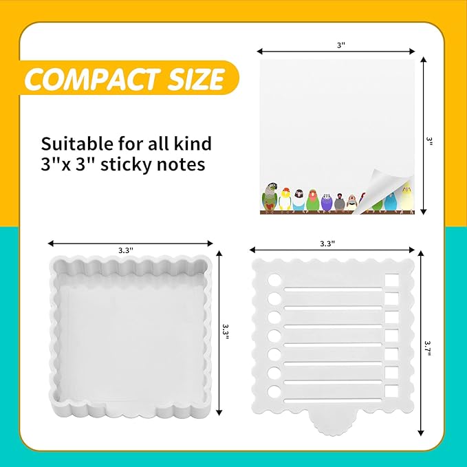 Sticky Notes Holder Cute with Stencil, Wavy Self-Stick Notepad Holder, Note Dispenser for Desk, Sticky Notes Organizer