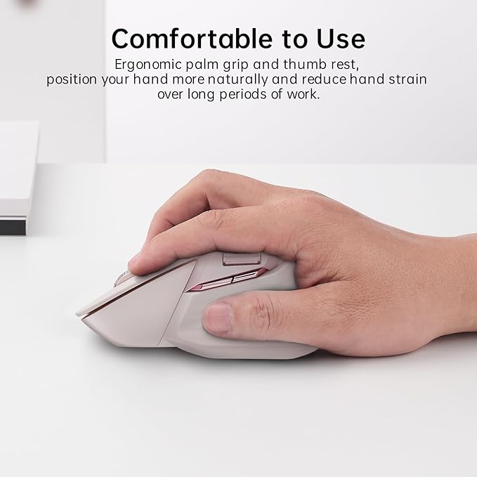 Rapoo MT760 Multi-Device Wireless Mouse, Bluetooth 5.0 and 2.4GHz Multi-Mode Connection, Up to 4 Devices, 11 Programmable Buttons, 4K DPI, Ergonomic Design, 90 Days Battery Life, PC, Pink