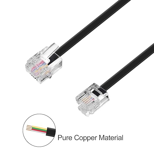 OLIREXD 25FT RJ11 Landline Extension Phone Cord with 30 Adhesive Cable Clips and 2 6P4C Straight Inline Coupler for Home or Office Landline System