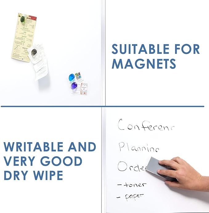 SWANCROWN Large White Board Dry Erase 60" x 48" Presentation Magnetic Whiteboard with Long Pen Tray, Dry Erase Board for Wall, School, Office and Home 5' x 4'