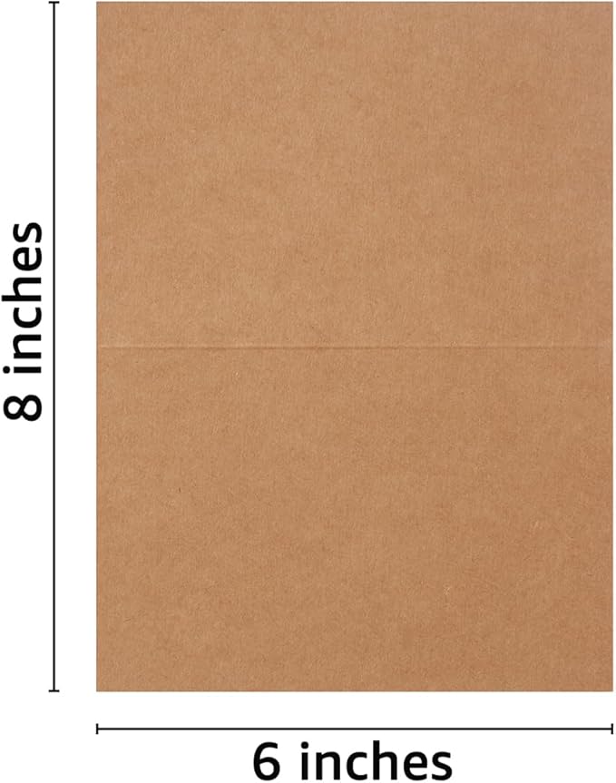 50 Pack Blank Cards Folded Cardstock Thank You Blank Greeting Cards for Invitations, Wedding, Greeting Cards, All Occasion DIY (Brown, 4x6)