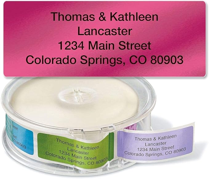 Colorful Images Metallic Rainbow Foil Rolled Return Address Mailing Labels with Dispenser, Customize with Name & Shipping Address, 250 Self Adhesive, Easy Peel Sticker Label Roll, 3/4" x 2 1/2"