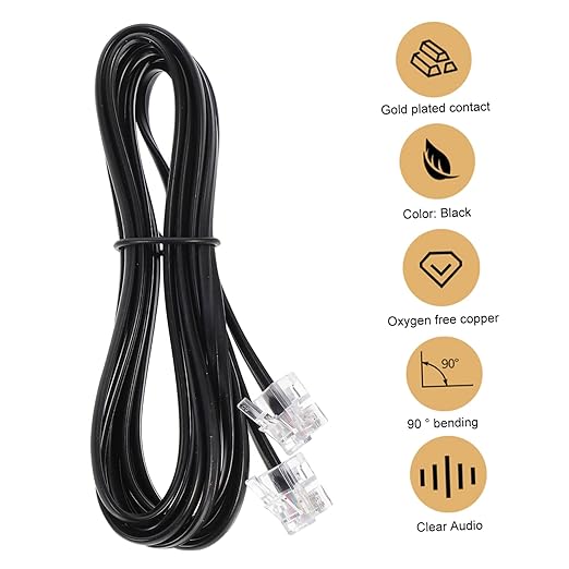 SHOWERORO 10Pcs Meters Flat Telephone Wire Core Port Cable for Telephone Connection and Extension Landline Accessory