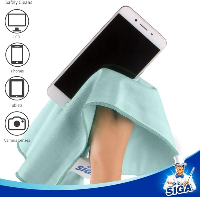 MR.SIGA Ultra Fine Microfiber Cloths for Glass, Pack of 6, 35 x 40 cm 13.7" x 15.7"