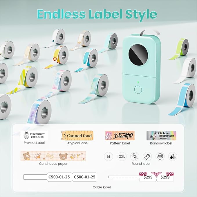 Phomemo D30 Label Maker Machine, Portable Bluetooth Mini Label Printer, Smartphone Handheld Thermal Sticker Small Labeler Multiple Templates Font Icon Inkless Custom Label for Home Kids School Items