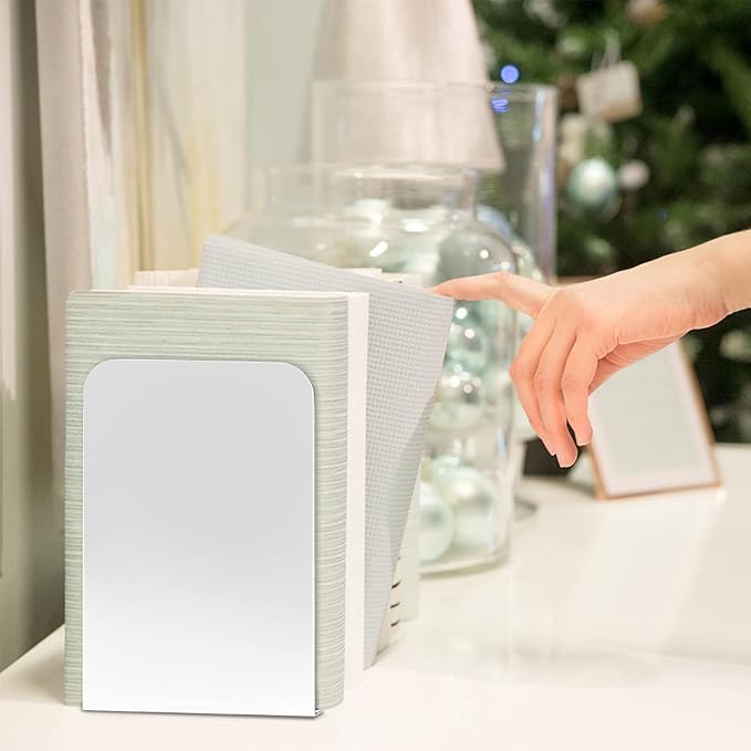 VFINE White Metal Bookends: 2 Pairs for Heavy Books and Shelves