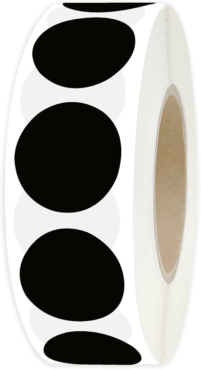 PARLAIM 0.75" Round Color Coding Circle Dot Labels in Roll, 1000 Stickers per Dispenser Box, 3/4 inch Diameter Family and Classroom and Garage Sale, Black