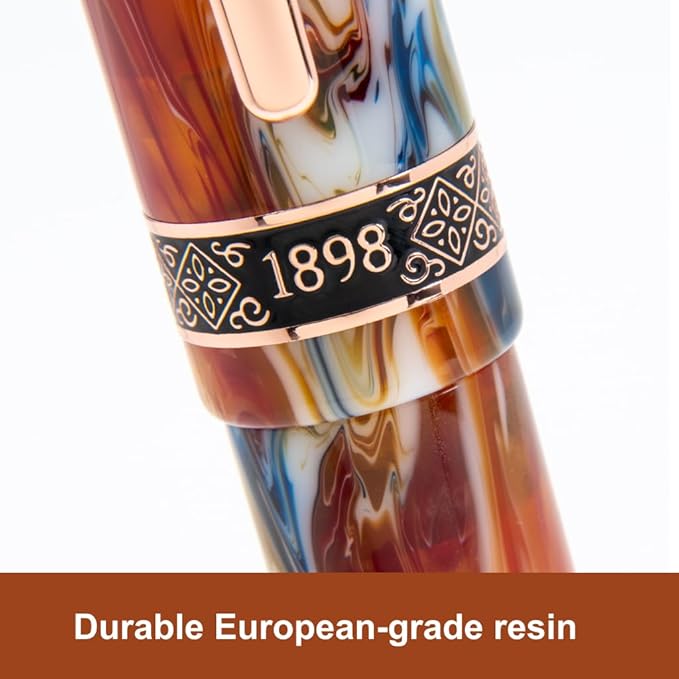 Conklin 1898 Fountain Pen, Misto Orange - Stub Nib | Unique Resin Pen with Luxury Design | JoWo Stainless Steel Nib Made in Germany | Ideal for Calligraphy Enthusiasts