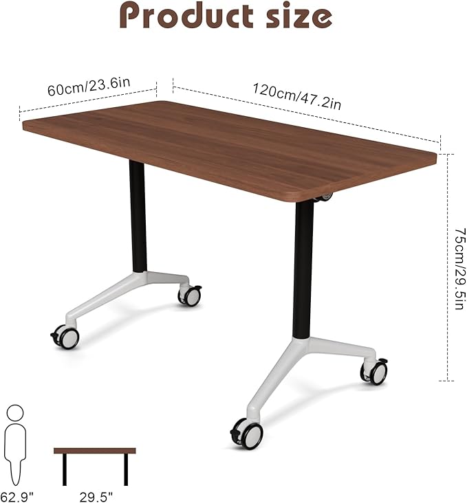 Conference Room Table with Flip-Top Design for Dynamic Meetings, Business Table Computer Desk with Heavy-Duty Frame,Foldable Seminar Meeting Tables for Home Office (2, A, 47.2IN)