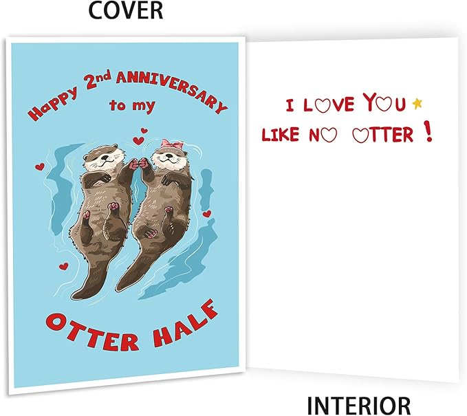 Happy 2nd Anniversary Card Gift for Husband,Wife,Boyfriend or Girlfriend,Romantic Second Year Anniversary Card,Funny Two Year Wedding Anniversary Card for Women Men Him Her