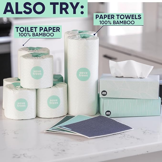 Bamboo Facial Tissues -24 Boxes- Bamboo Tissue Boxes, 90 Hypoallergenic Facial Tissues per Box - Unscented, Fragrance-Free, Eco-Friendly Tissues in Plastic-Free Packaging