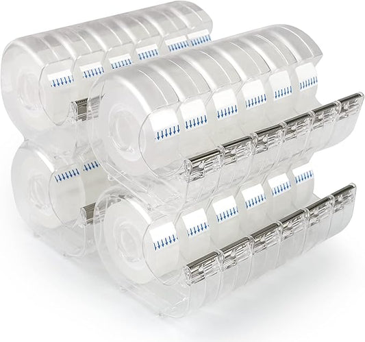 24 Pcs Transparent Tape with Dispenser, 0.7 in x 1000 in Clear Tapes and Refillable Dispensers, Office Tape Rolls with Dispenser Bulk for Craft Jobs, Gift Wrapping, Repairing, Home and School
