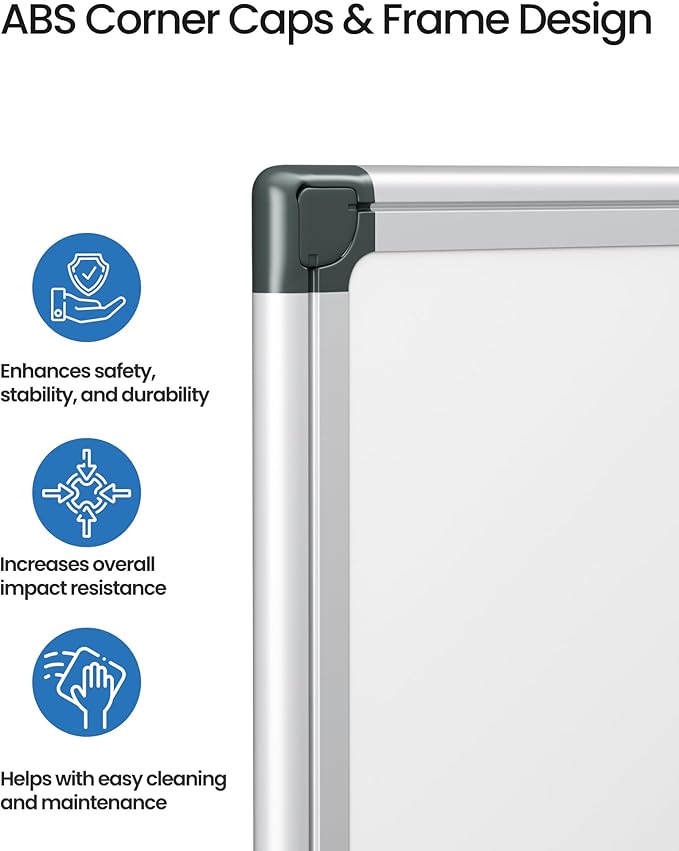 VUSIGN 2PCS Magnetic White Board Hanging 36" x 48" for Office, Class, Home, Sliver Aluminum Frame, 2 Dry-Erase Eraser, 4 Multicolor Marker, 8 Magnetic Pins