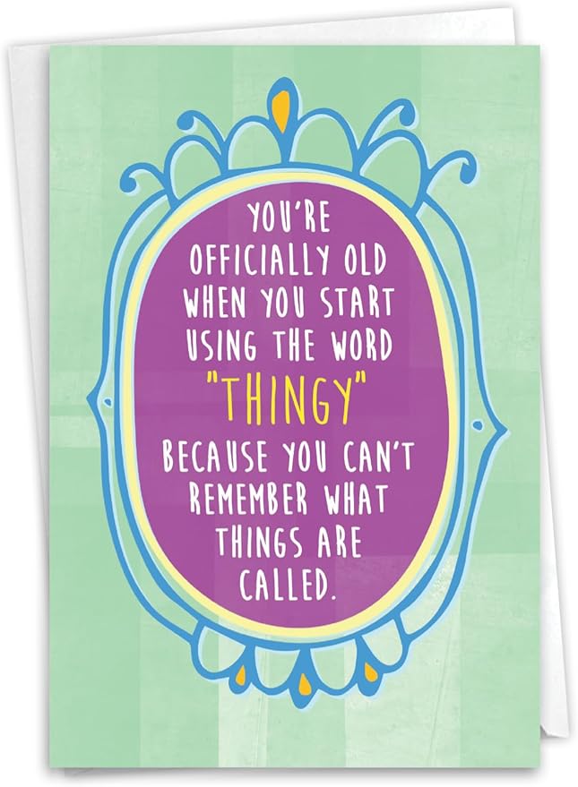 NobleWorks Funny Birthday Greeting Card with 5 x 7 Inch Envelope (1 Card) Bday Thingy C8641BDG