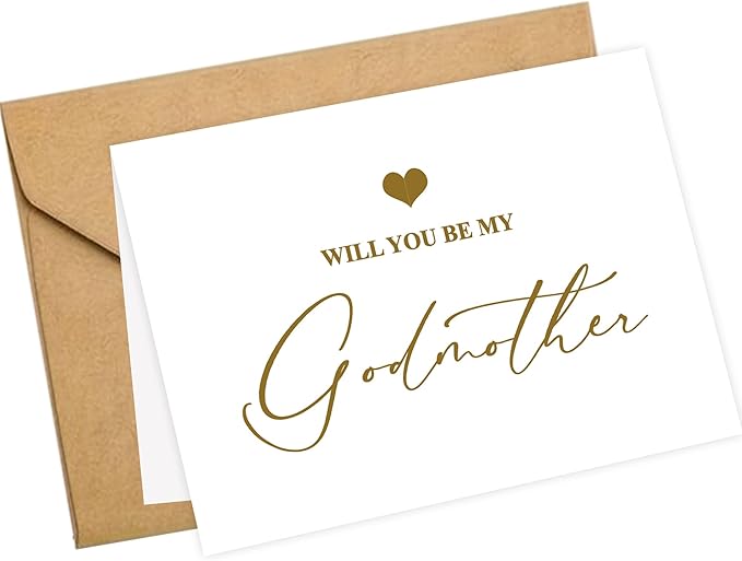 LADY&HOME Will You Be My Godmother Card with Envelope,Godmother Proposal Card Godmother Proposal Gift (C2:Godmother)
