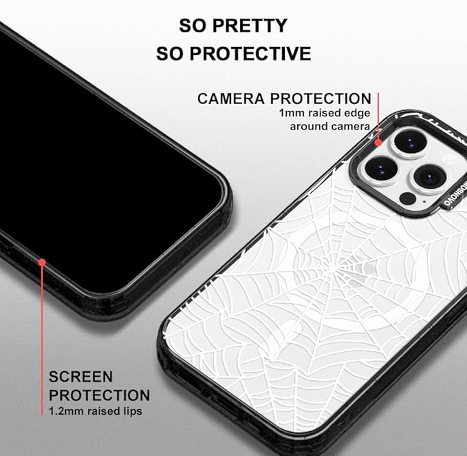 MOSNOVO Magnetic Case for iPhone 14 Pro Max, 10ft Military-Grade Protection, Compatible with Magsafe, Shockproof Phone Case for iPhone 14 Pro Max - Spider Web - Clear Black