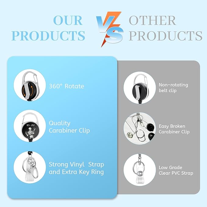 Lanyards for Id Badges, Funny Skeleton Badge Holder with Retractable Reel Clip, Skull Work Name Tags Keychain Lanyard ID Card Protector Cover Case for Women Teacher Nurse Doctor Office