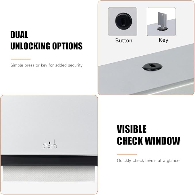 200-Sheet Wall-Mounted Paper Towel Dispenser, Fits Multi-Fold Towels up to 10x3.1 Inches, Perfect for Home & Business (Silver)